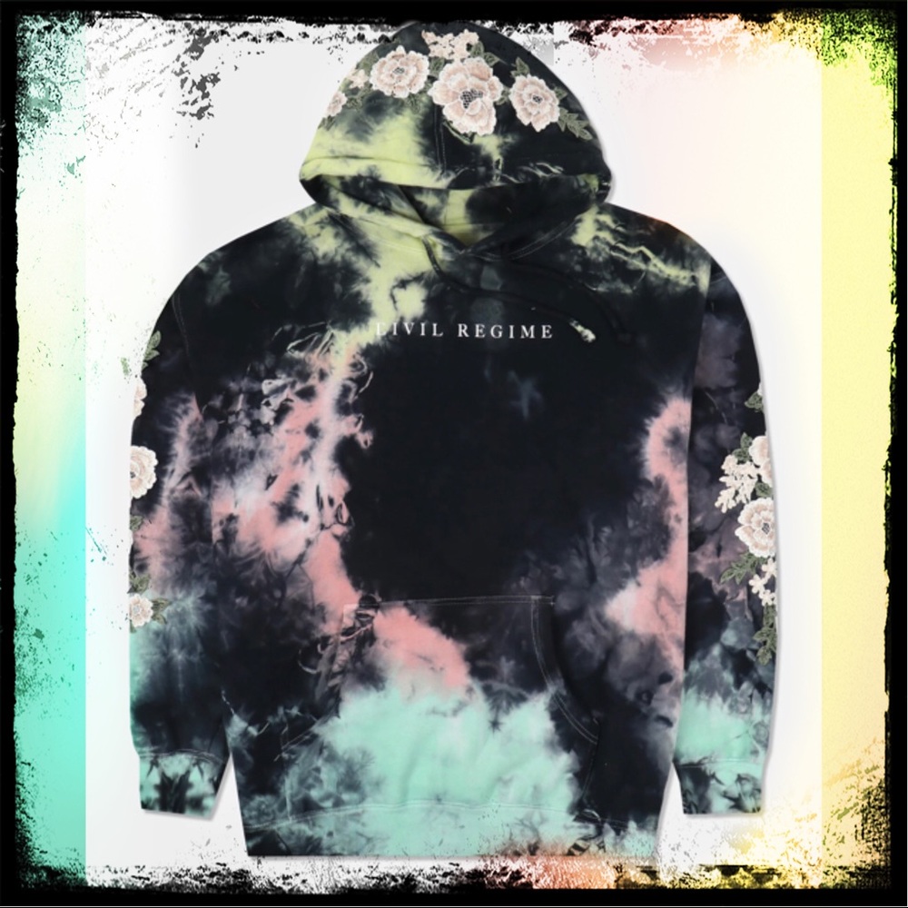 Civil Regime Lightning wash unisex roses hoodie